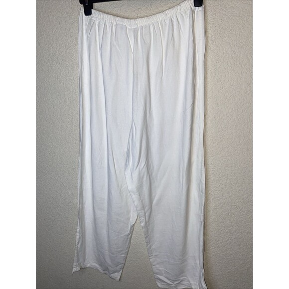 Vintage Cherokee Linen White wide leg Pants LS Shirt Set L lagen cottage - Picture 11 of 14